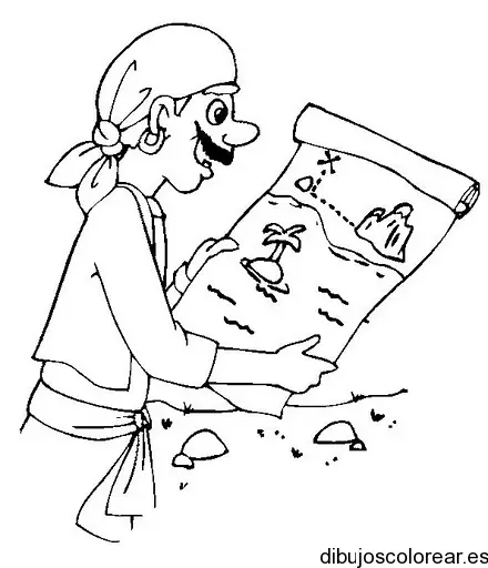 Dibujo de un pirata con un mapa