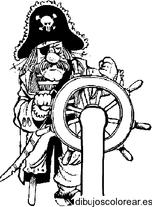 Dibujo de un pirata con el timón