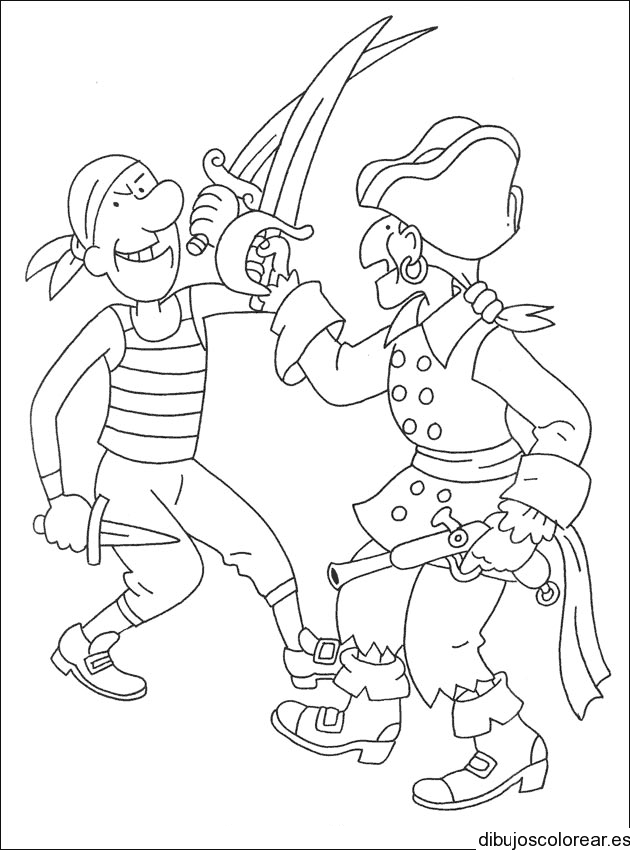 Dibujo de dos piratas con espadas