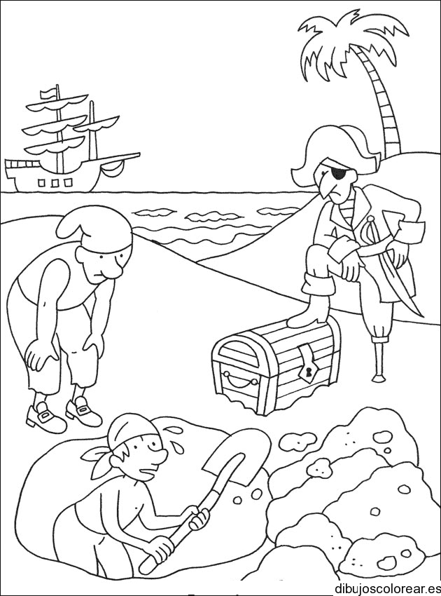 Dibujo de piratas excavando