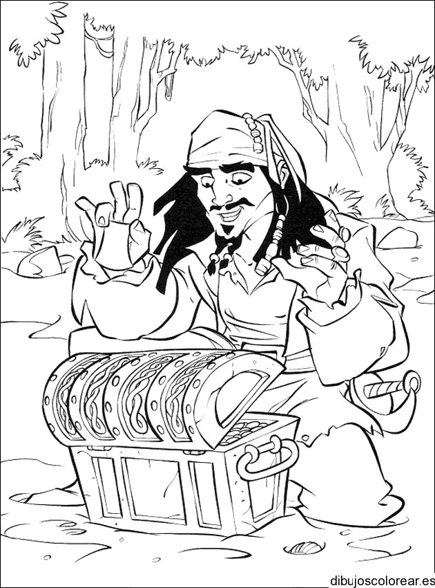 Dibujo del Capitán Sparrow y un tesoro