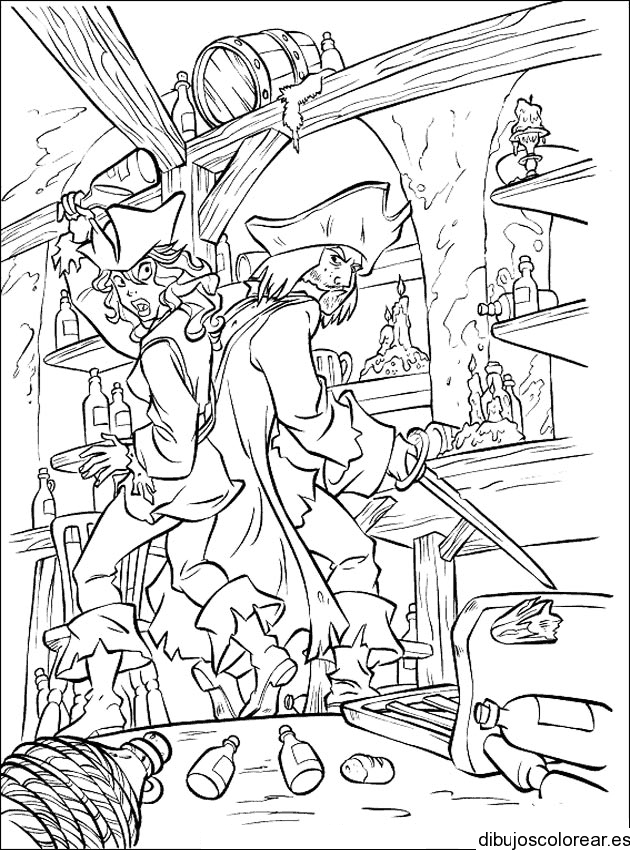 Dibujo de Piratas del Caribe en bodega