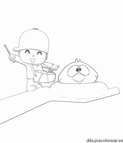Dibujo de Pocoyo con un tambor