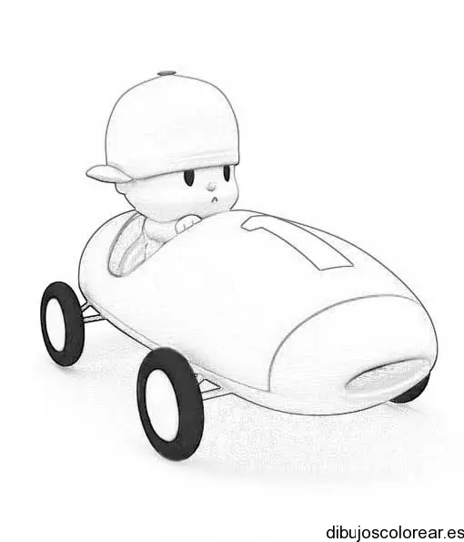 Dibujo de Pocoyo en coche
