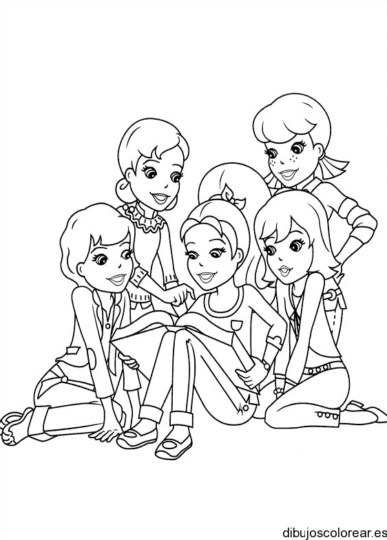 Dibujo de Polly Pocket leyendo