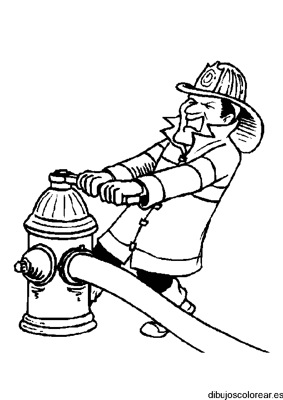 Dibujo de un bombero en un hidrante
