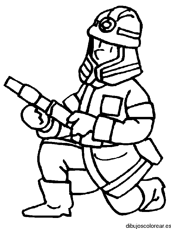 Dibujo de un bombero apagando el fuego