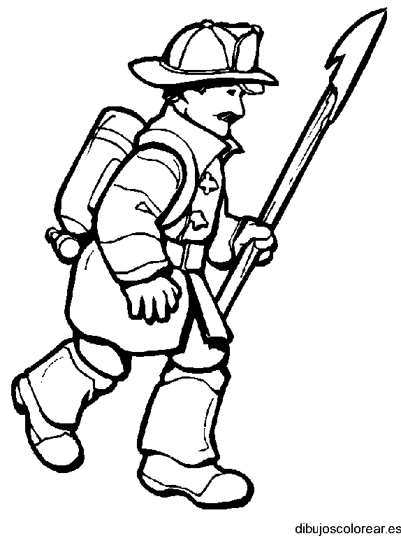 Dibujo de un bombero con tanque