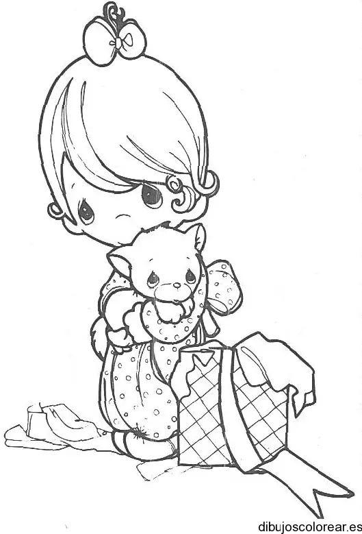 Dibujo de una niña con su osito