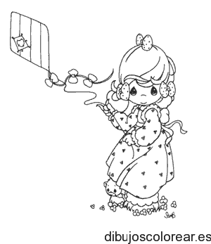 Dibujo de una niña en primavera