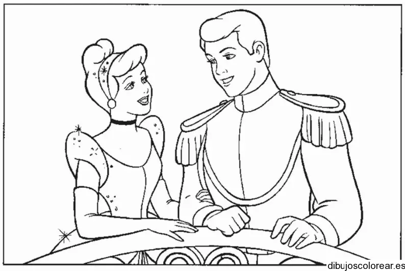 Dibujo de Cenicienta con su príncipe 