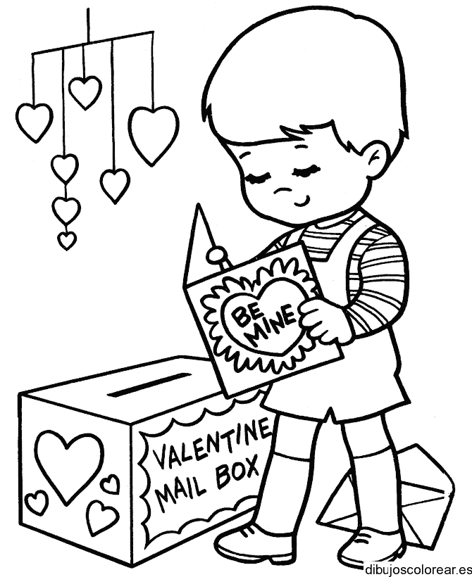 Dibujo de un niño en San Valentín