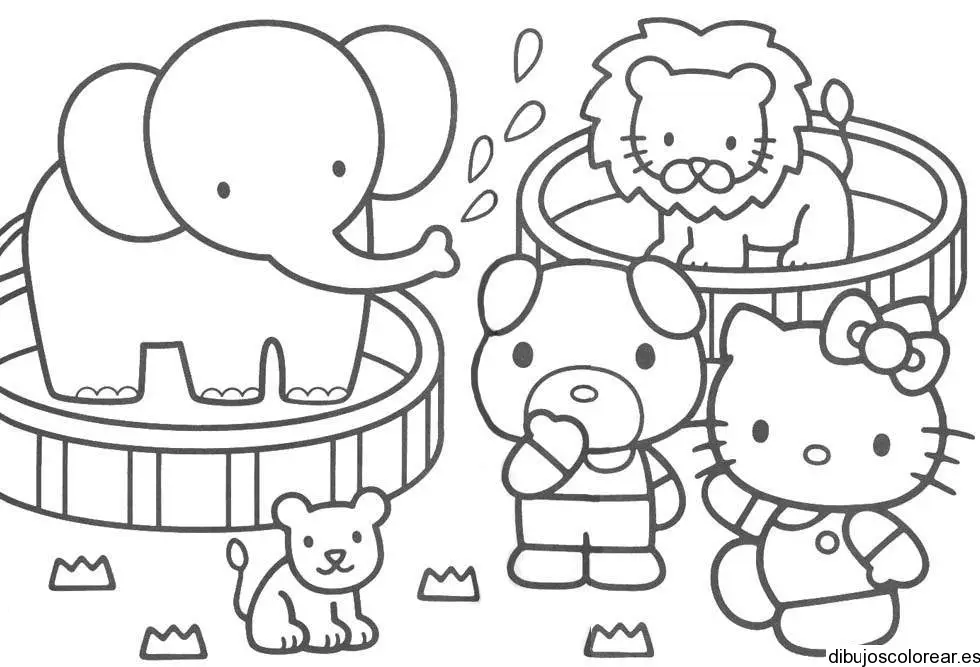 Dibujo de Hello Kitty y un león