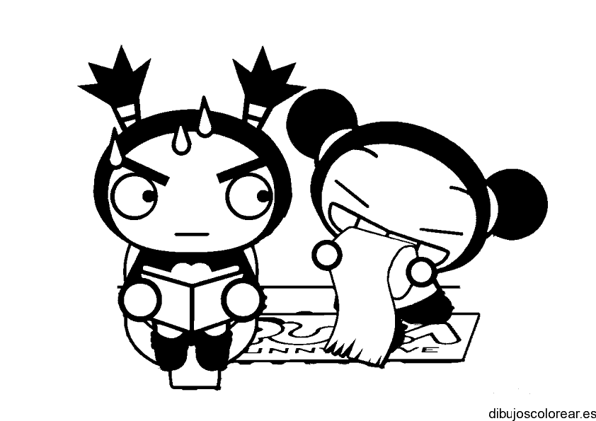 Dibujo de Pucca comiendo papel