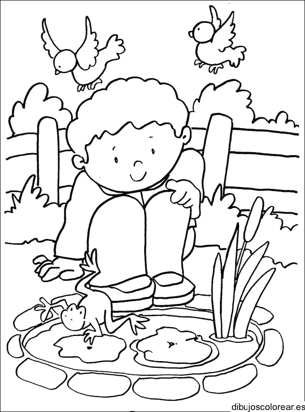 Dibujo de un niño y una rana
