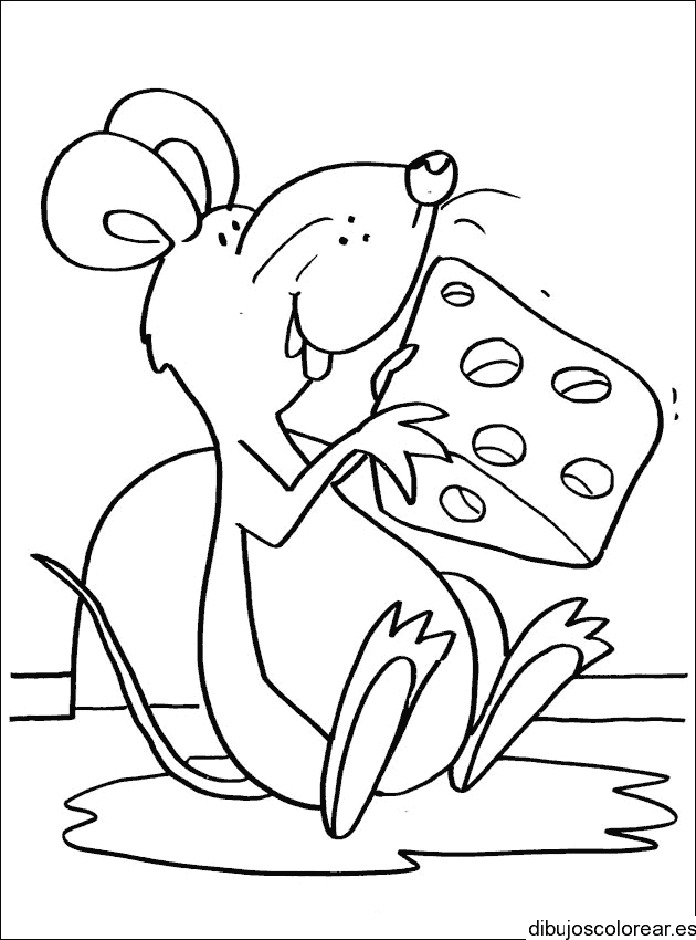 Dibujo de un ratón y su queso