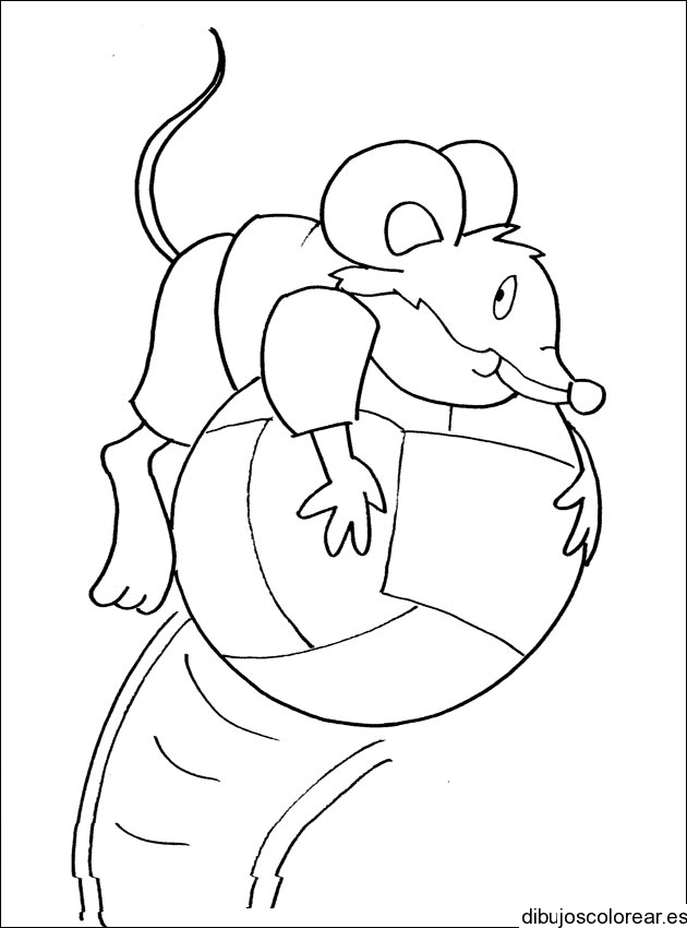 Dibujo de un ratón y una pelota