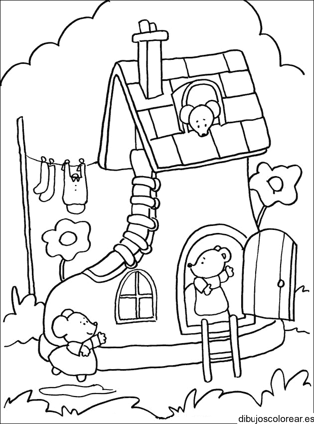 Dibujo de ratones con una casa