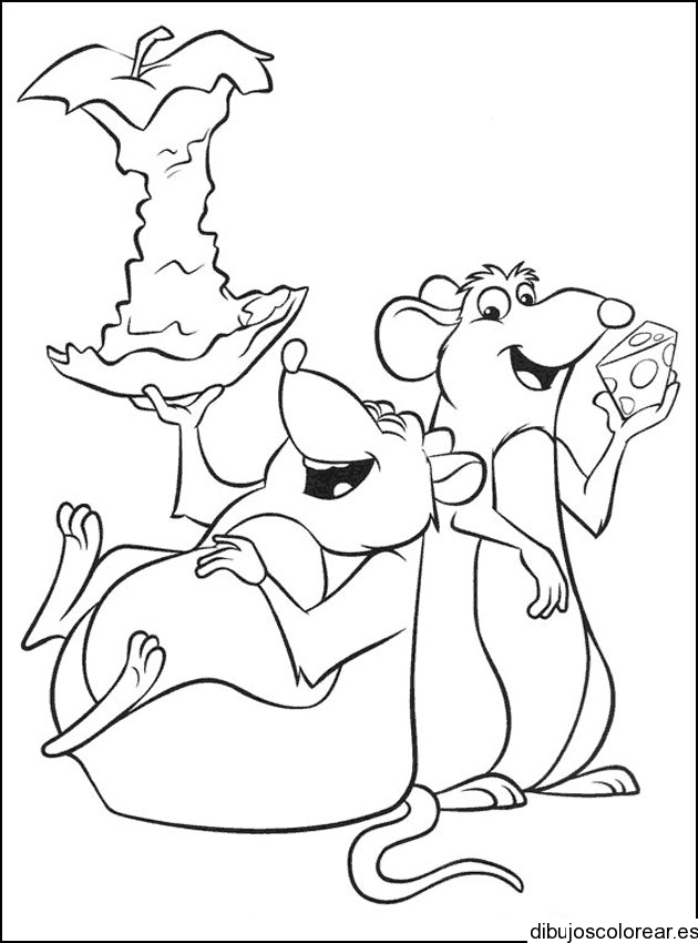 Dibujo de dos ratones con una manzana