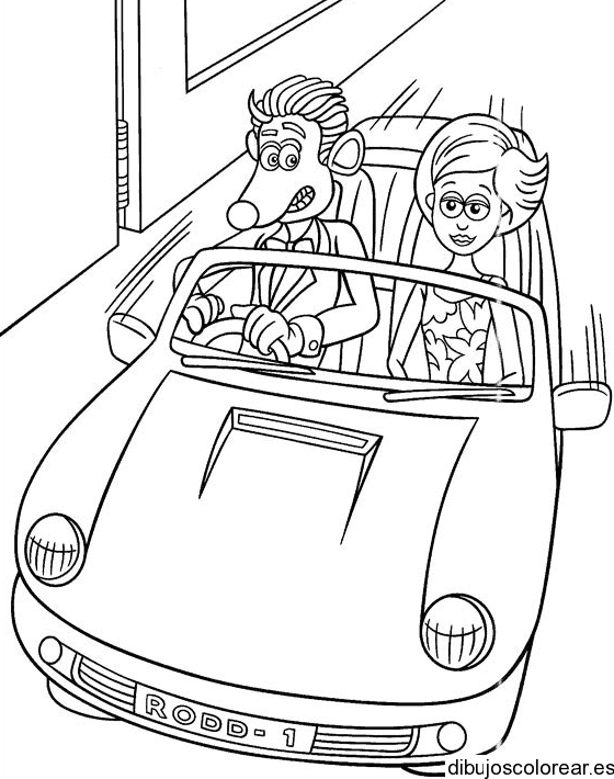 Dibujo de Ratonpolis en coche