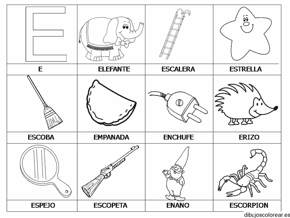 Dibujos con letra E