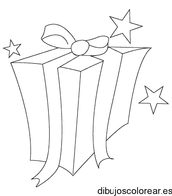 Dibujo de un regalo con estrellas