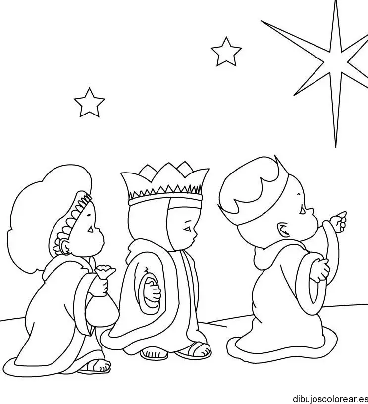 Dibujo de reyes magos bebés