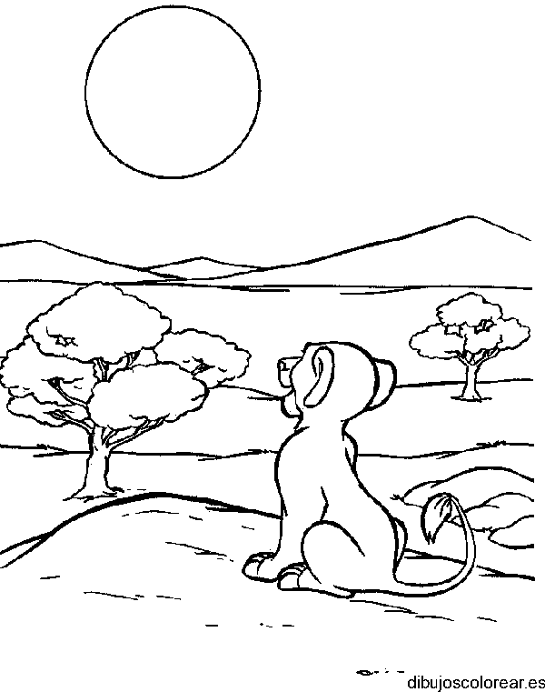 Dibujo de Simba viendo la luna