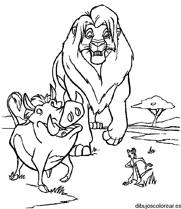 Dibujo de Simba y Pumba