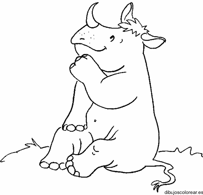 Dibujo de un rinoceronte en el pasto