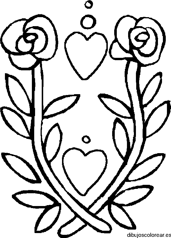 Dibujo de un corazón con rosas