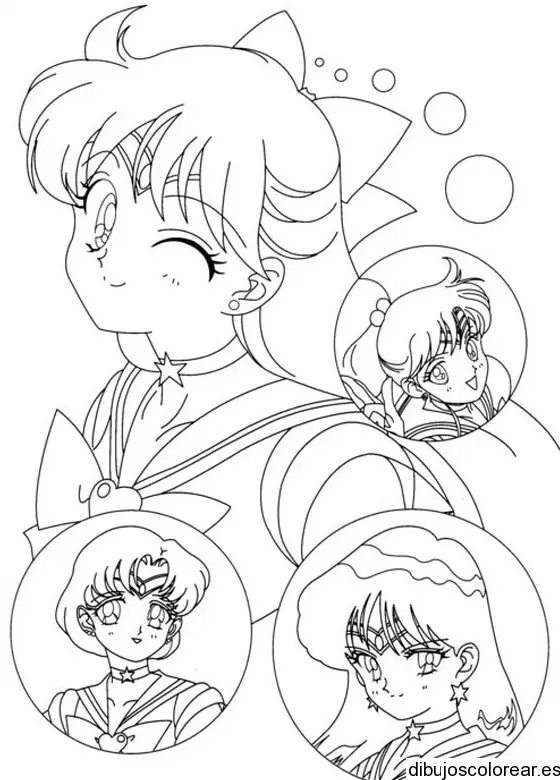 Dibujo de Sailor Moon y sus amigas