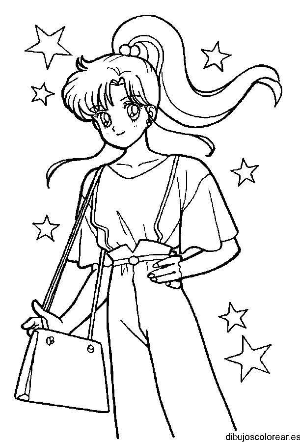 Dibujo de Sailor Moon con mochila