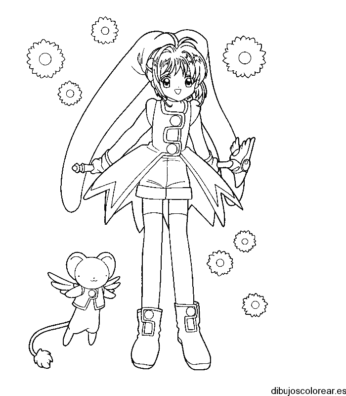 Dibujo de Sakura con flores