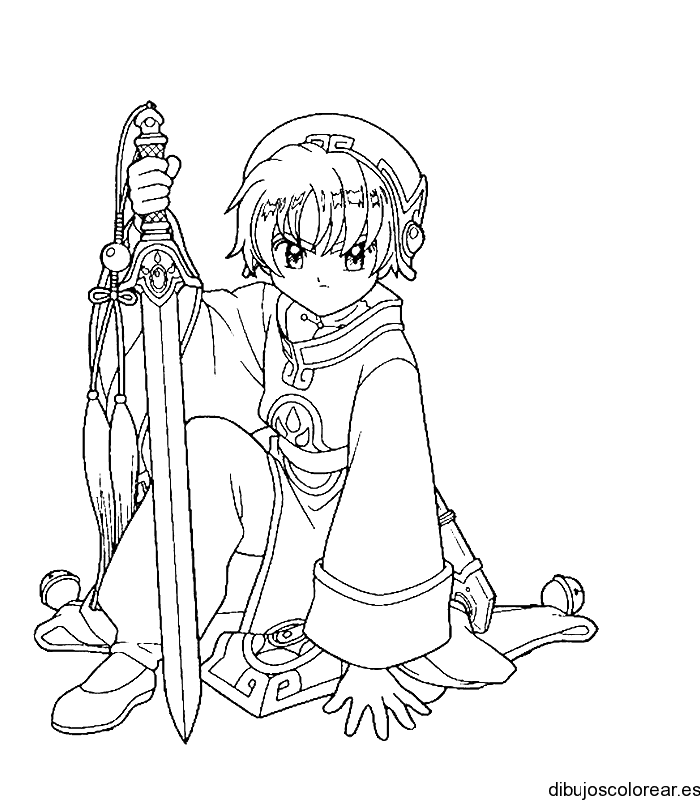 Dibujo de Sakura con una espada