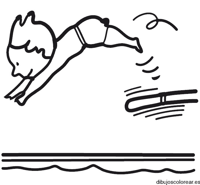 Dibujo de un niño en el trampolín