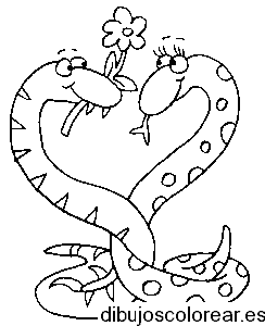 Dibujo de dos serpientes enamoradas
