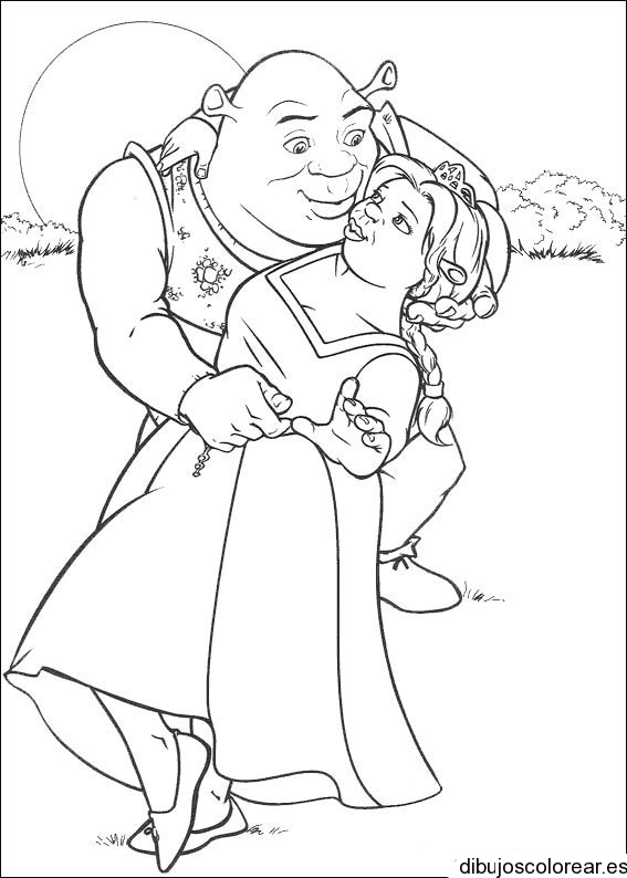 Dibujo de Fiona y Shrek