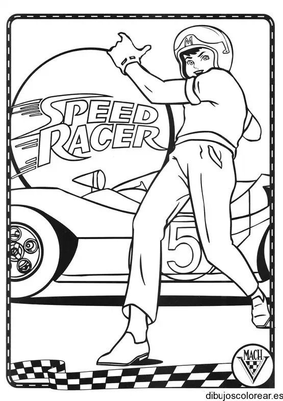 Dibujo de Speed Racer con su coche