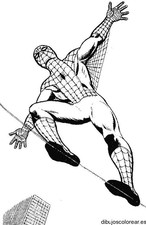 Dibujo de Spiderman en una cuerda