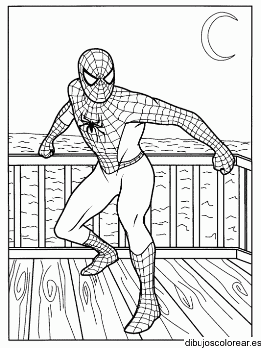 Dibujo de Spiderman bajo la luna