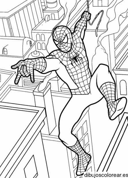 Dibujo de Spiderman en la ciudad