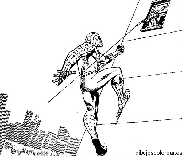 Dibujo de Spiderman escalando