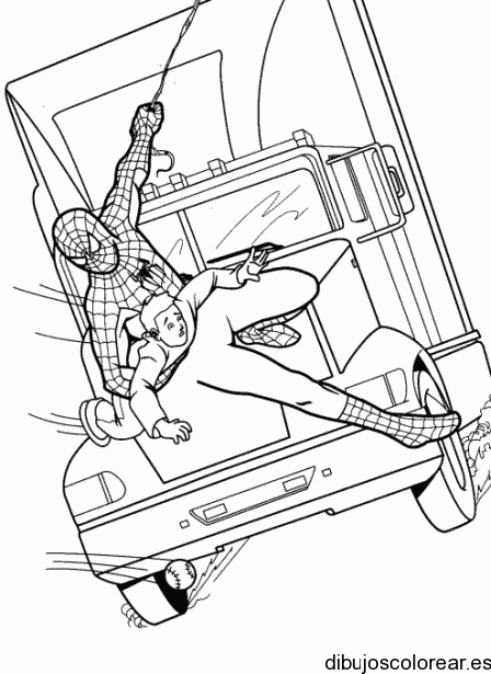 Dibujo de Spiderman y un camión
