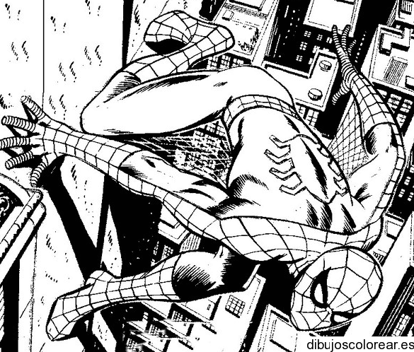Dibujo de Spiderman en la ciudad