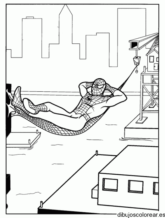 Dibujo de Spiderman en una hamaca