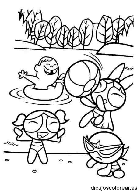 Dibujo de Supernenas en la playa