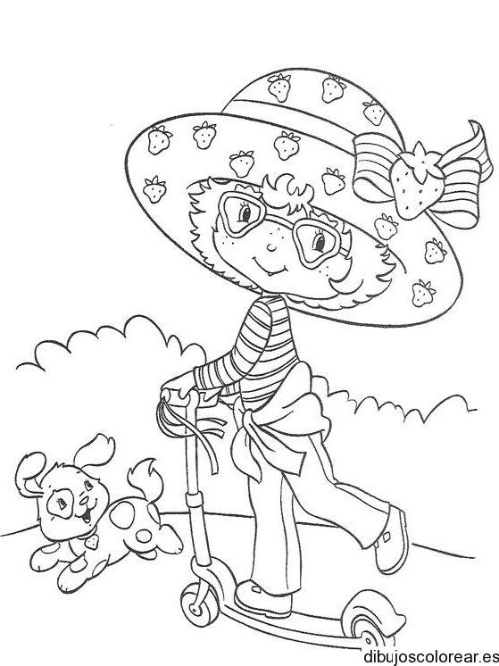 Dibujo de Fresita en monopatín