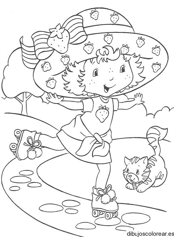 Dibujo de Fresita con patínes