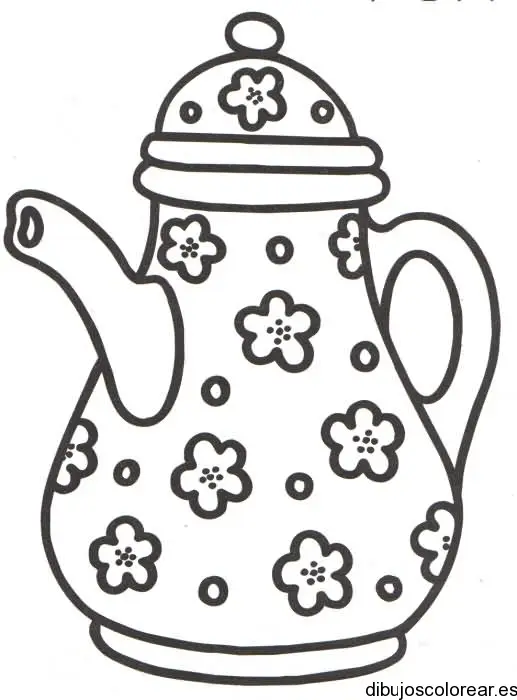 Dibujo de una tetera con flores